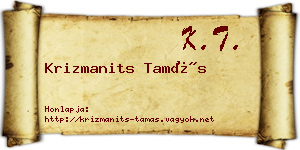 Krizmanits Tamás névjegykártya